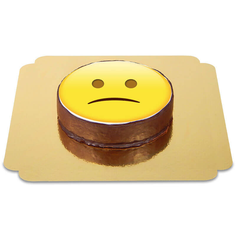 Tort czekoladowy z emotikonką - smutny