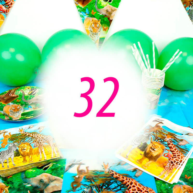 Safari Partyset für 32 Personen - ohne Torte