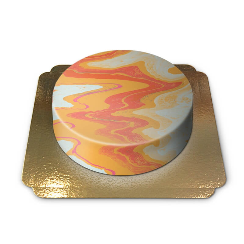 Gâteau effet marbre tons chauds