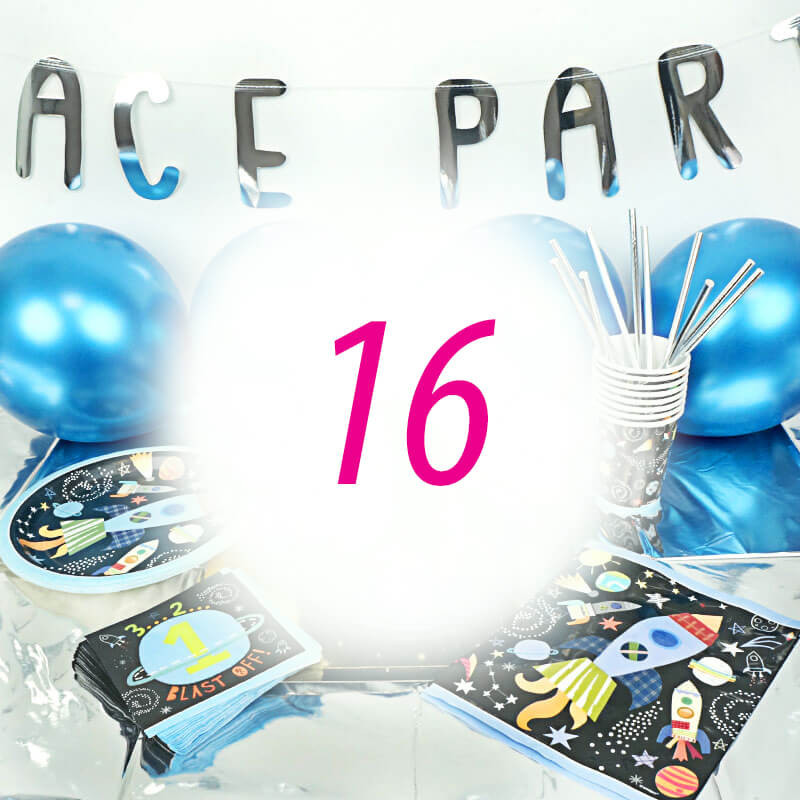 Weltraum Partyset für 16 Personen - ohne Torte